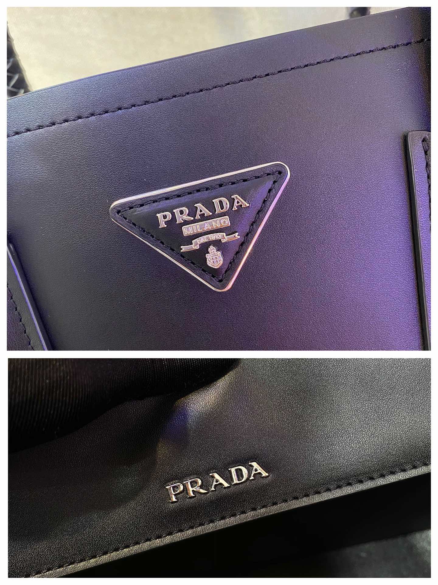 Prada Double Leather Bag Shoulder Bag Black 1BG775